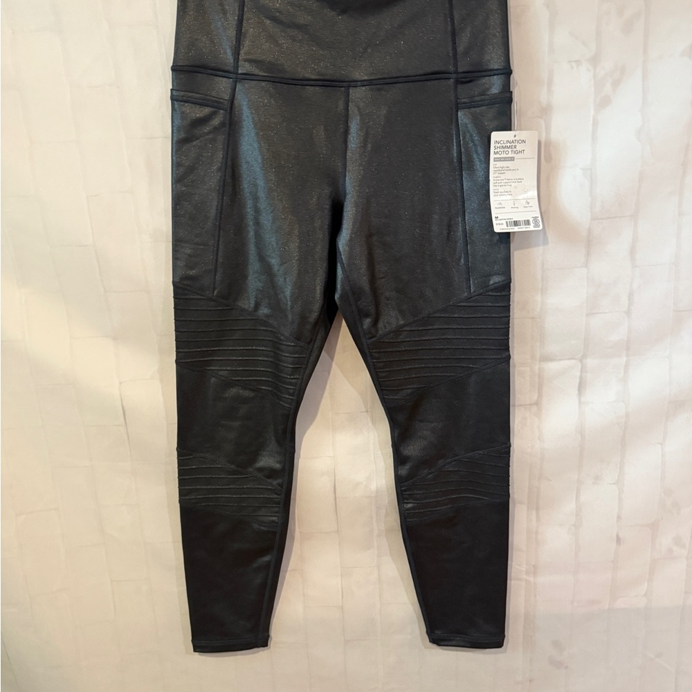 Athleta leggings womens Inclination black Moto Shimmer Tight size medium - Picture 9 of 9